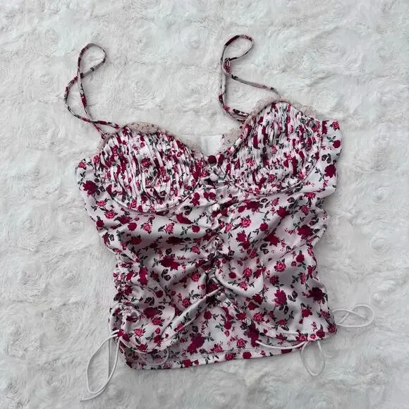 For Love & Lemons Melrose Floral Bustier Corset Top Lace Cottagecore Coquette - Picture 3 of 7